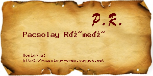 Pacsolay Rómeó névjegykártya